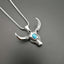 Titanium Steel Polished Turquoise Bull Pendant Necklace