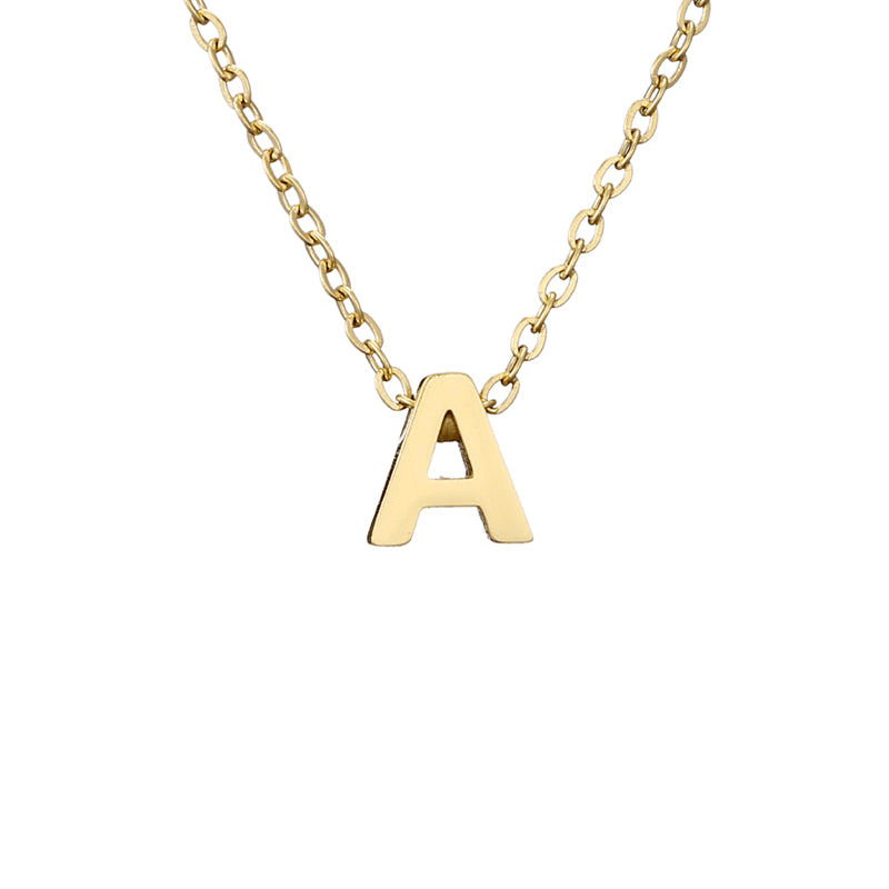 Simple 26 Letter Gold-Plated 316L Titanium Steel Necklace