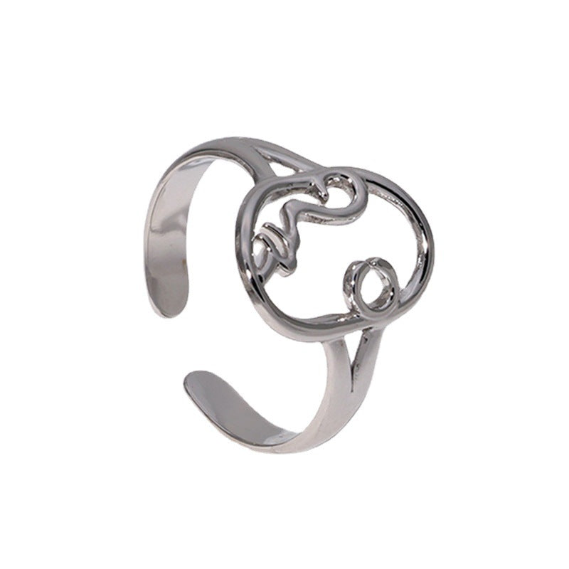 Fashion Geometric Oval Stainless Steel Adjustable Ring