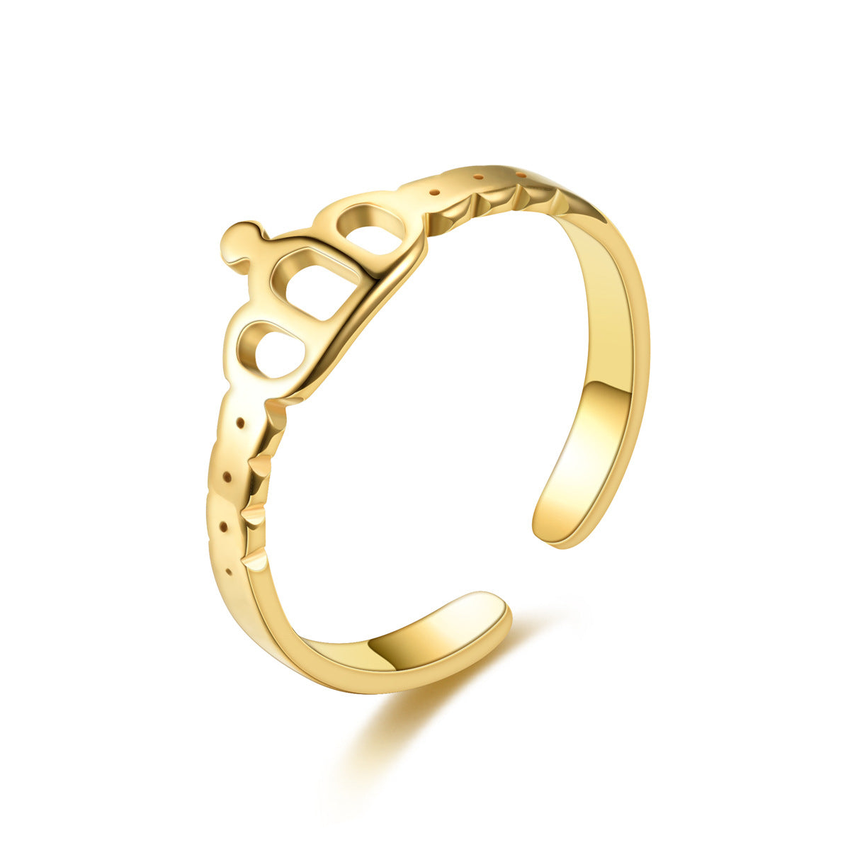 Fashion Jewelry Adjustable 18K Gold Titanium Steel Open Ring for Women