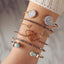 Fashion Jewelry Geometric Heart & Triangle Turquoise Bracelet Set