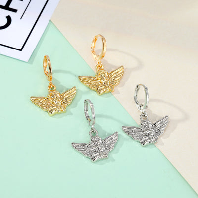 Fashion Jewelry Cupid Earrings Alloy Angel Earrings Small Hoop Earrings Wholesale