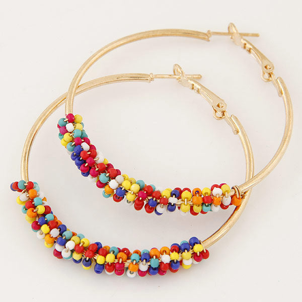 Fashion Jewelry Metal Bead Hoop Earrings