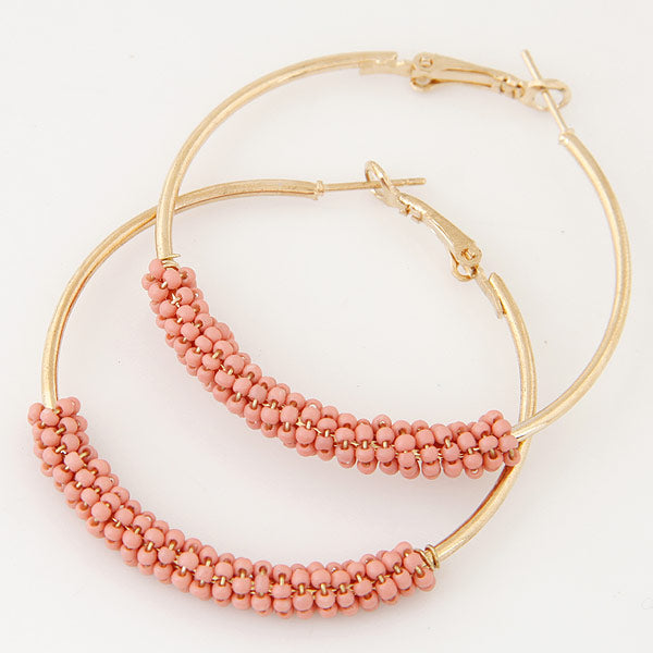 Fashion Jewelry Metal Bead Hoop Earrings