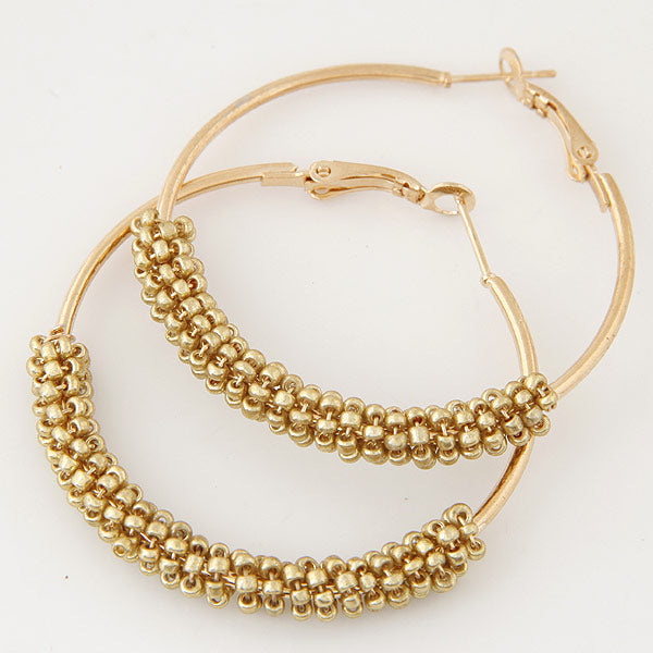 Fashion Jewelry Metal Bead Hoop Earrings