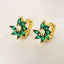 Fashion Leaf Copper Gold Plated Zircon Hoop Earrings 1 Pair