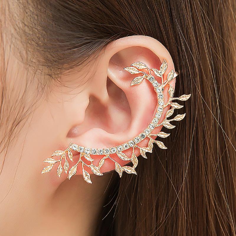 Fashion Leaf-studded Ear Cuff New Clip Earrings NHDP148443