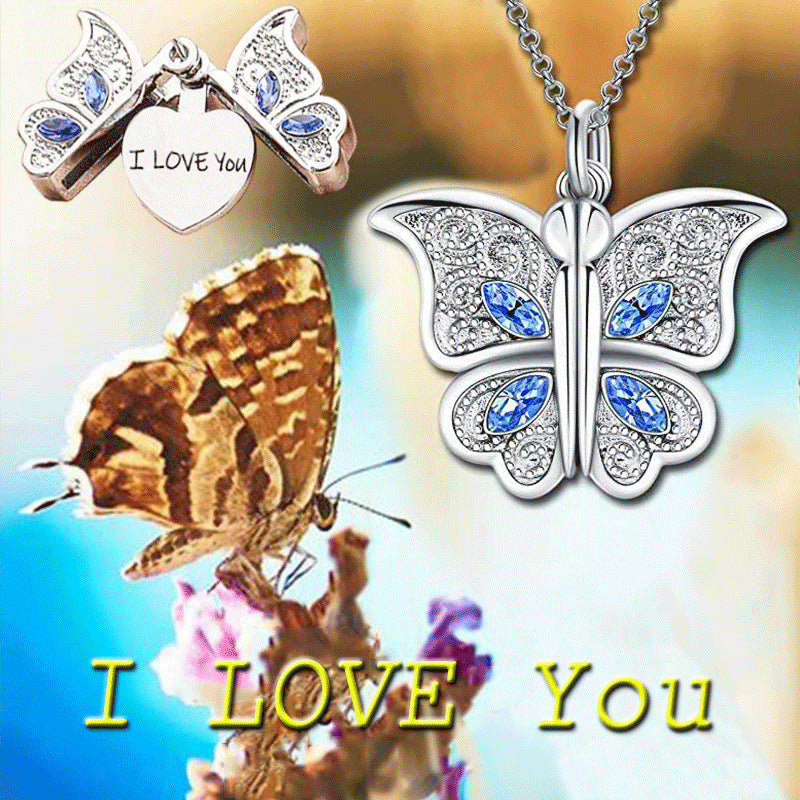 Fashion Letter Butterfly Alloy Inlay Women'S Pendant Necklace 1 Piece