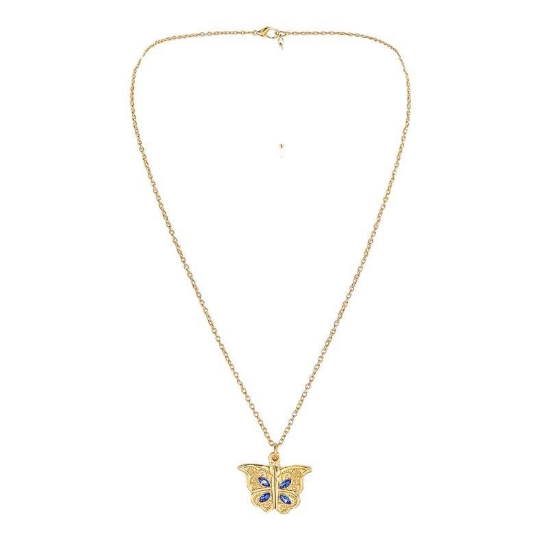 Fashion Letter Butterfly Alloy Inlay Women'S Pendant Necklace 1 Piece