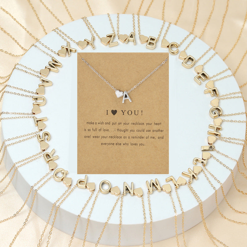 Fashion Letter Heart Shape Alloy Copper Plating Pendant Necklace