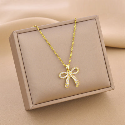 Fashion Letter Square Heart Shape Titanium Steel Enamel Artificial Pearls Rhinestones Necklace 1 Piece