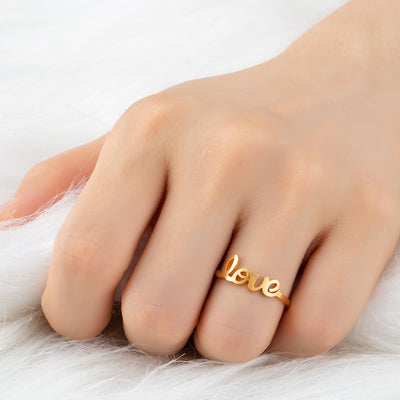 Fashion Love Letter Stainless Steel Open Ring Set