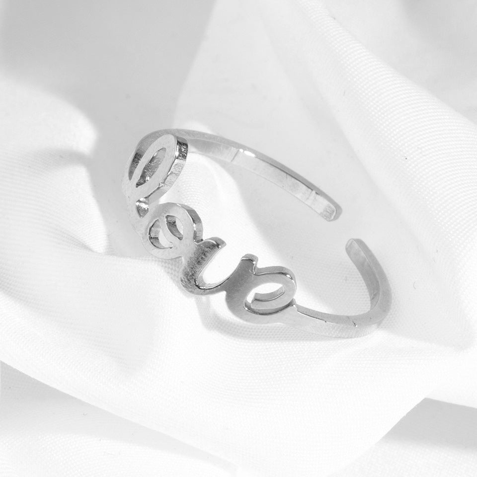 Fashion Love Letter Stainless Steel Open Ring Set