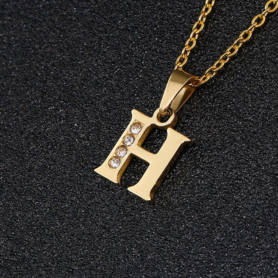 Fashion Letter Titanium Steel Necklace Inlay Zircon Stainless Steel Necklaces