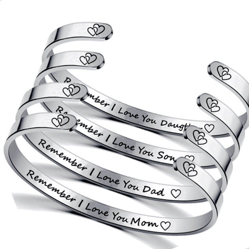 Personalized Engraved Titanium Steel Open Bangle Bracelet