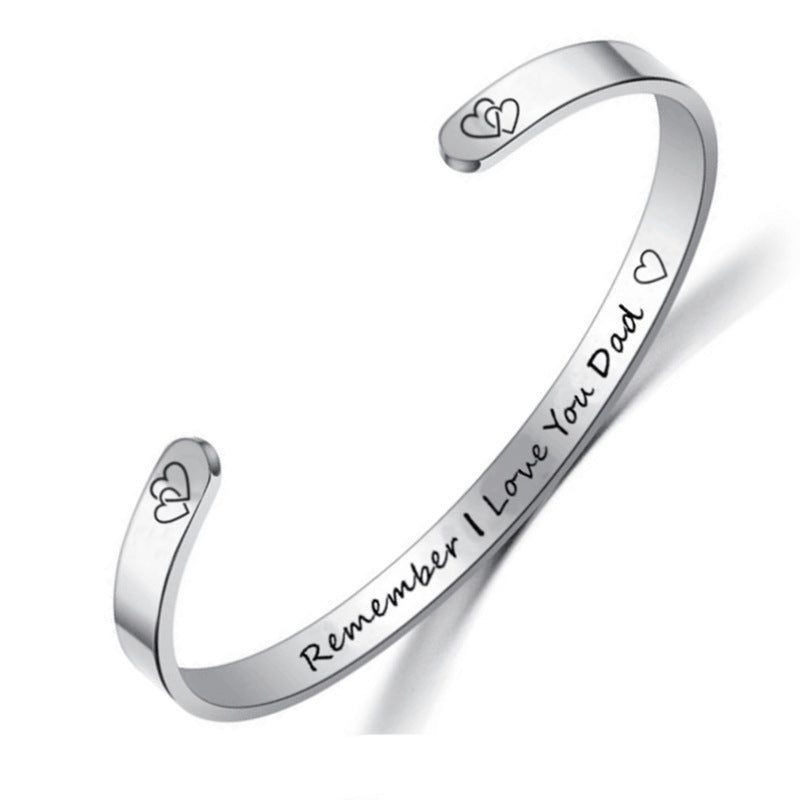 Personalized Engraved Titanium Steel Open Bangle Bracelet