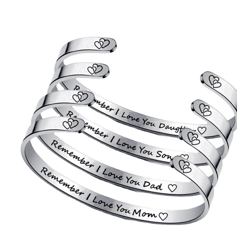 Personalized Engraved Titanium Steel Open Bangle Bracelet