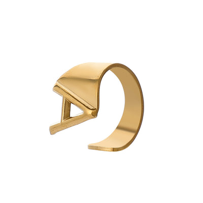 Fashion Alphabet Titanium Steel Gold Plated Open Ring