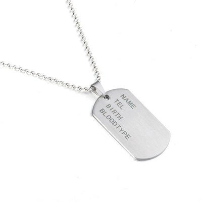 Fashion Military Identity Card Titanium Steel Pendant Necklace