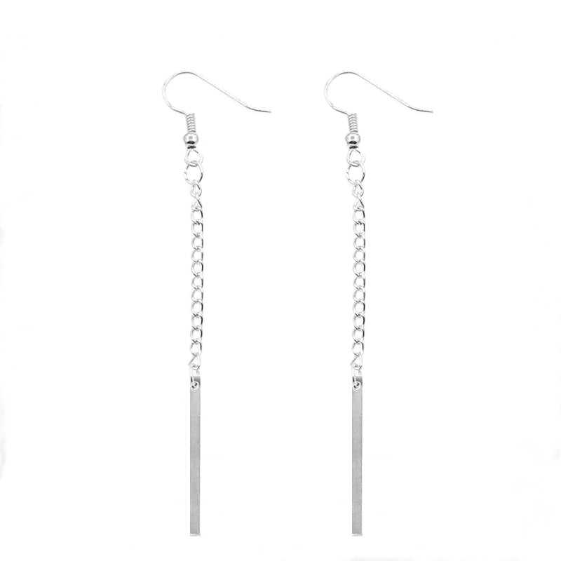 Fashion Long Style Simple Matching Geometric Metal Chain  Tassel Earrings