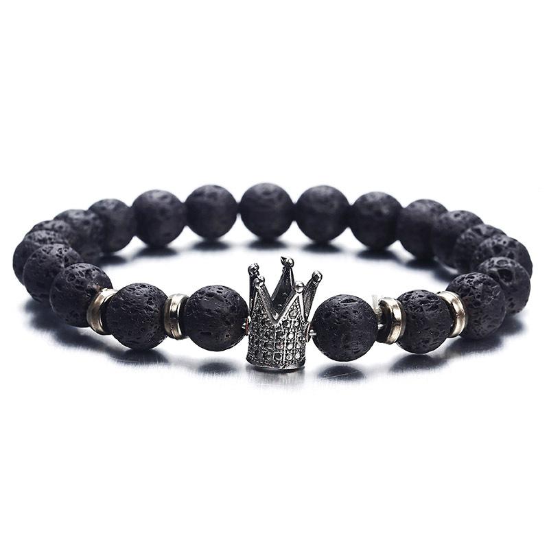 Fashion Micro-inlaid Zircon Crown Volcanic Stone Bracelet NHPF150546