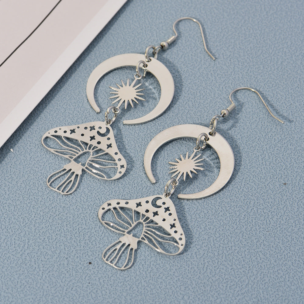 Bohemian Moon Flower Butterfly Tassel Hollow Out Women's Drop Earrings