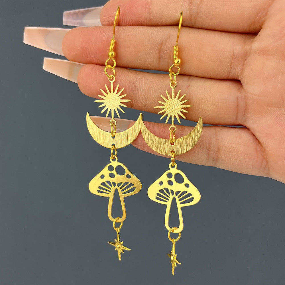 Bohemian Moon Flower Butterfly Tassel Hollow Out Women's Drop Earrings