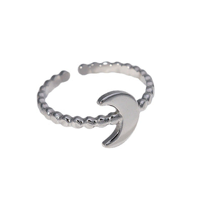 Fashion Moon Adjustable Titanium Steel Open Ring - Minimalist Design