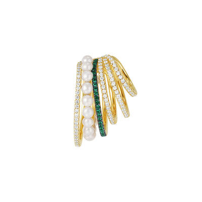 Fashion Multi-layer Retro Pearl Rhinestone Ear Clip