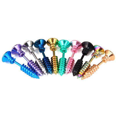 Fashion Multicolor Titanium Steel Screw Stud Earrings