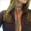 Fashion Natural Stone Turquoise Pendant Velvet Tie Necklace