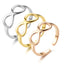 8-Character Bow Titanium Steel 24K Gold Adjustable Couple Ring