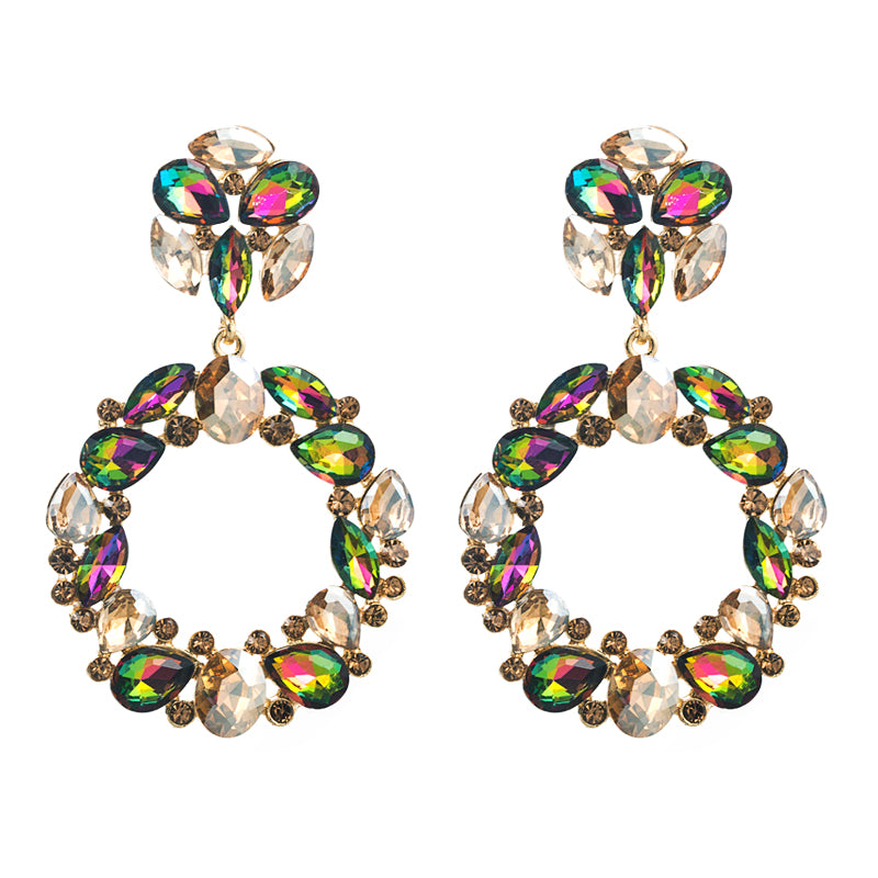 Fashion Alloy Rhinestone Round Earrings for Women