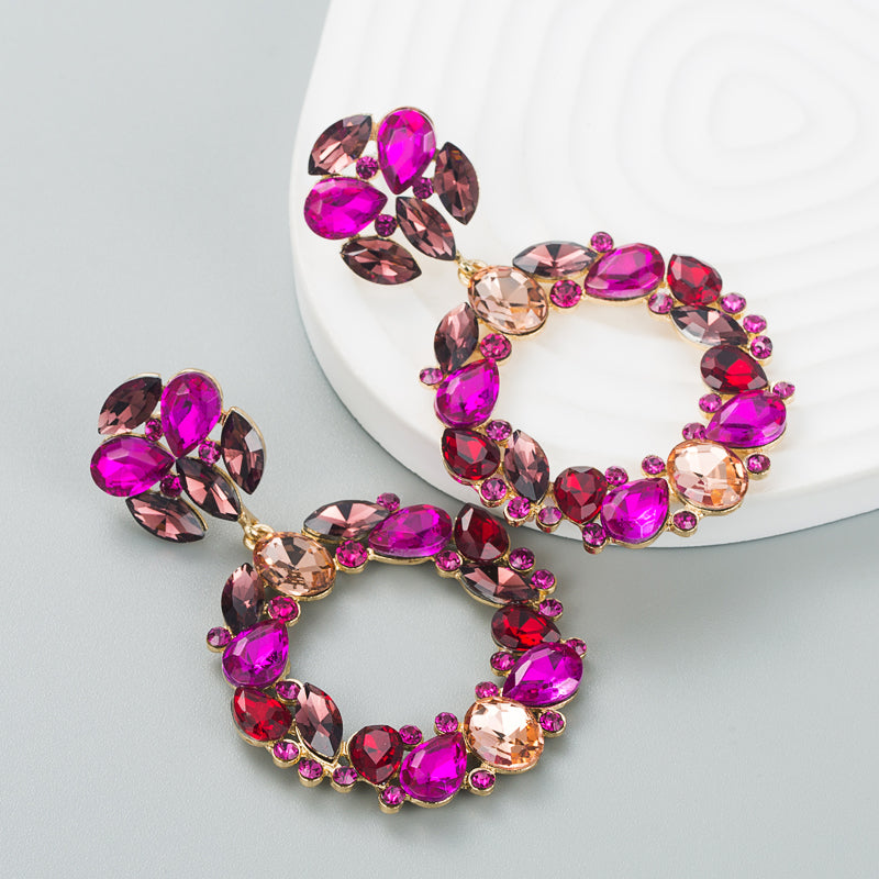 Fashion Alloy Rhinestone Round Earrings for Women