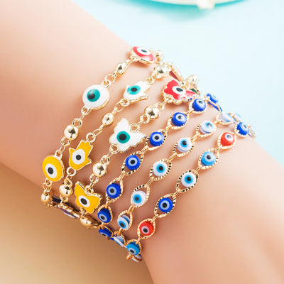 Fashion Copper Gold-Plated Evil Eye Bracelet - Trendy Women's Jewelry Accessory