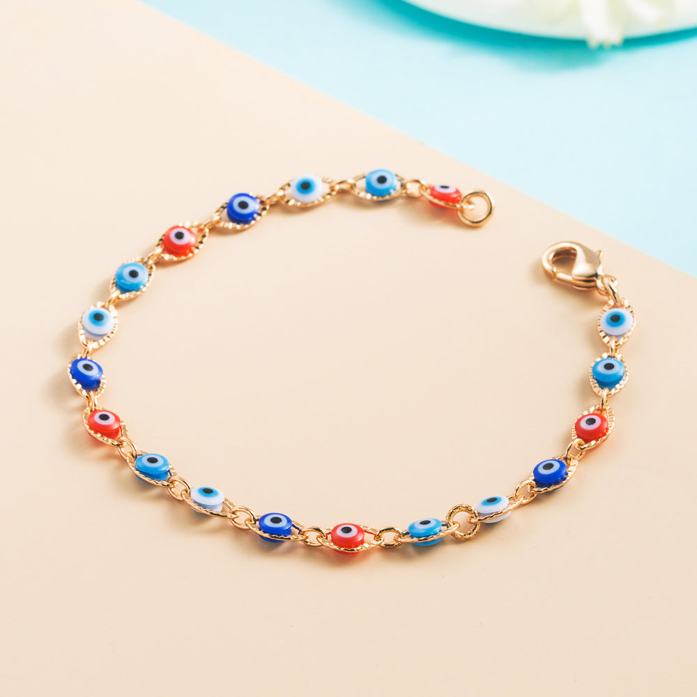 Fashion Copper Gold-Plated Evil Eye Bracelet - Trendy Women's Jewelry Accessory