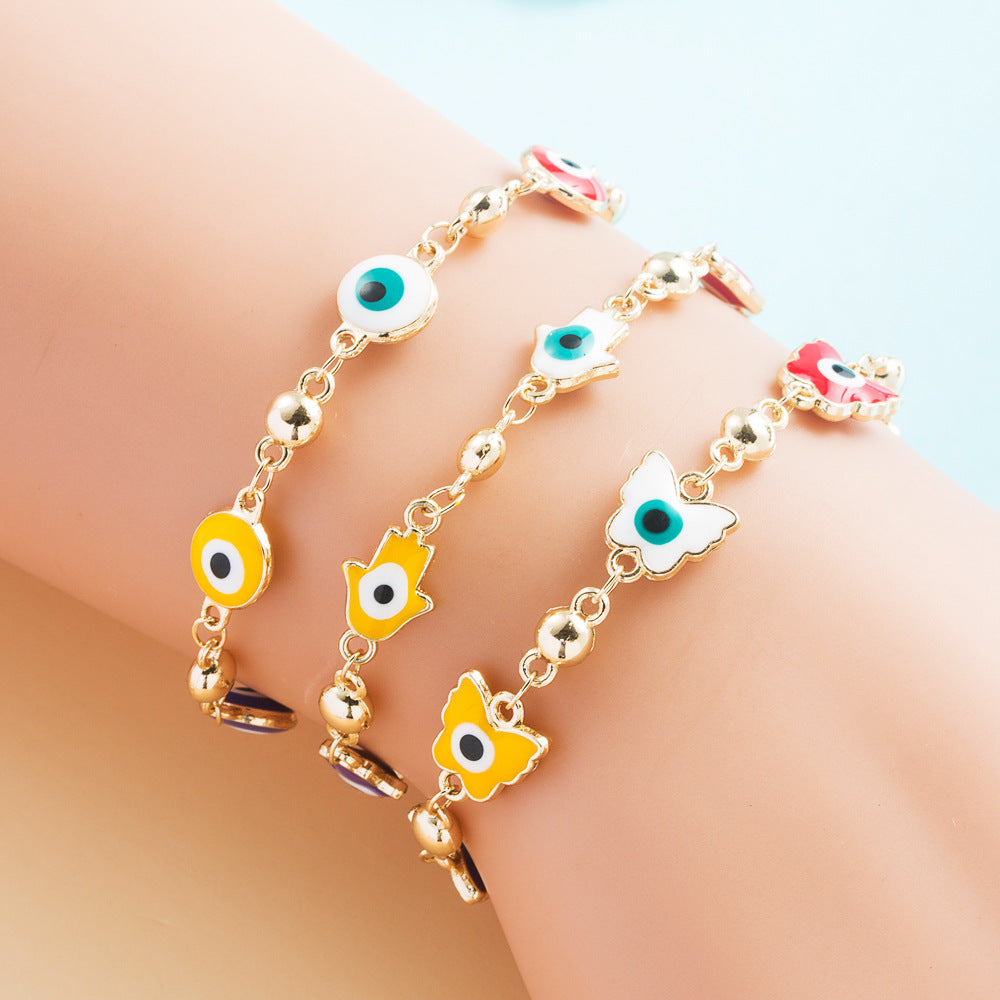 Fashion Copper Gold-Plated Evil Eye Bracelet - Trendy Women's Jewelry Accessory