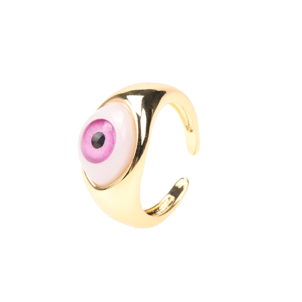 Fashion New Devil's Eye Resin Adjustable Copper Ring