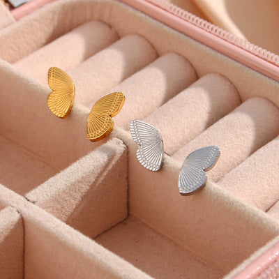 Mini Butterfly Stainless Steel Earrings with Textured Details