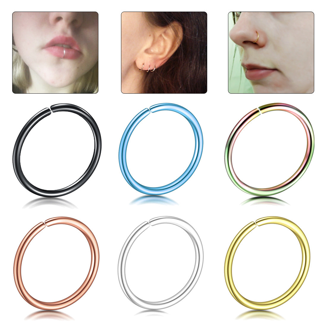 Fashion O-Shape Stainless Steel Plating Nose Ring 1 Piece