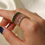 Fashion Oval Green Zircon Adjustable Stainless Steel Ring