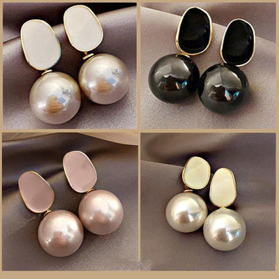 Elegant Pink Pearl Drop Earrings - Chic French Style Jewelry