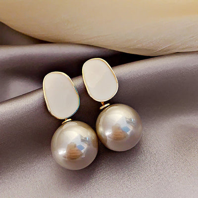 Elegant Pink Pearl Drop Earrings - Chic French Style Jewelry