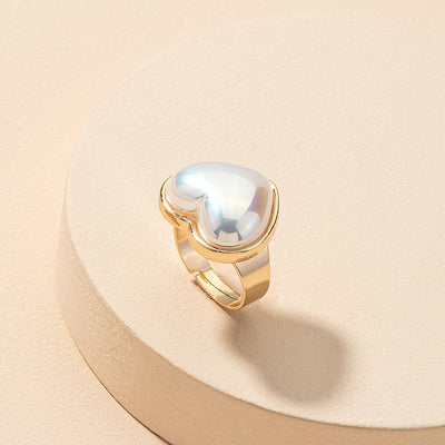 Fashion Pearl Heart Ring