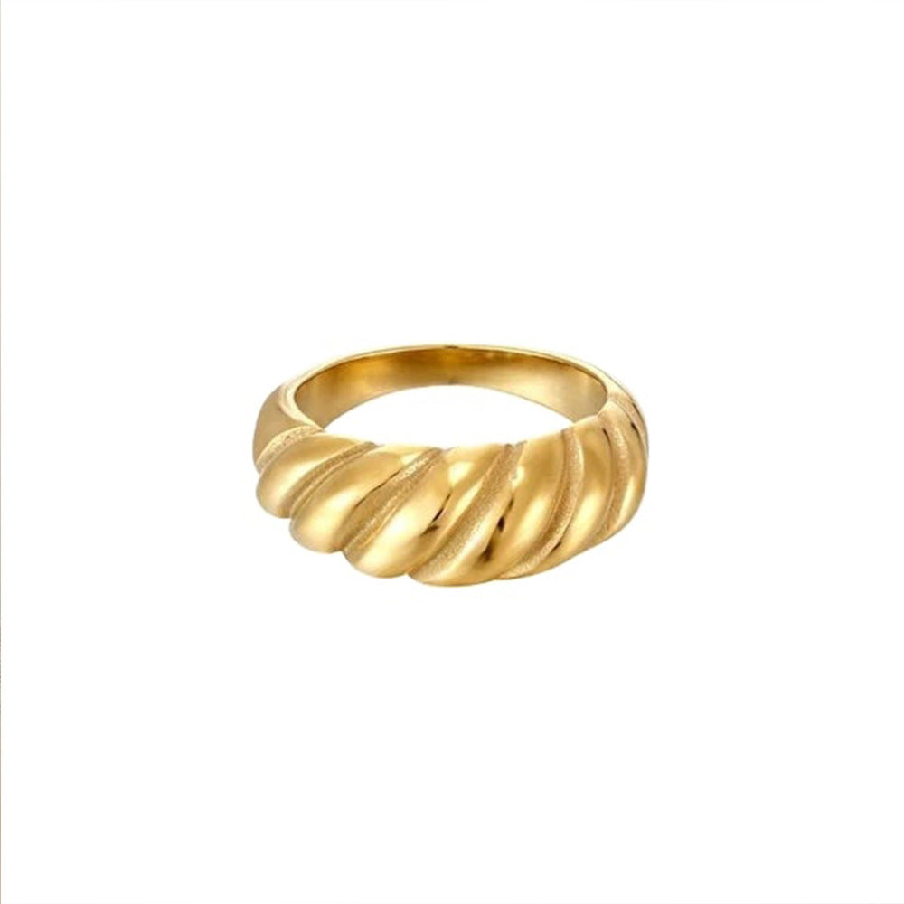 18k Gold Plated Stainless Steel Croissant Ring - French Style Jewelry