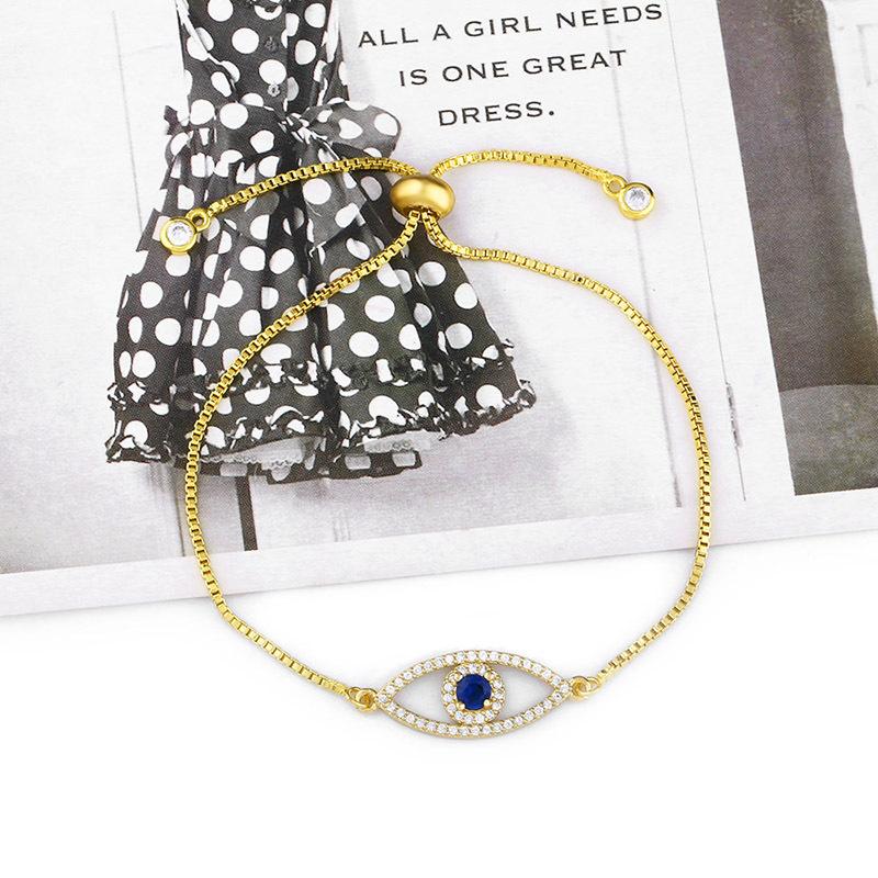 Evil Eye Zirconia Adjustable Bracelet with Full Diamond Design