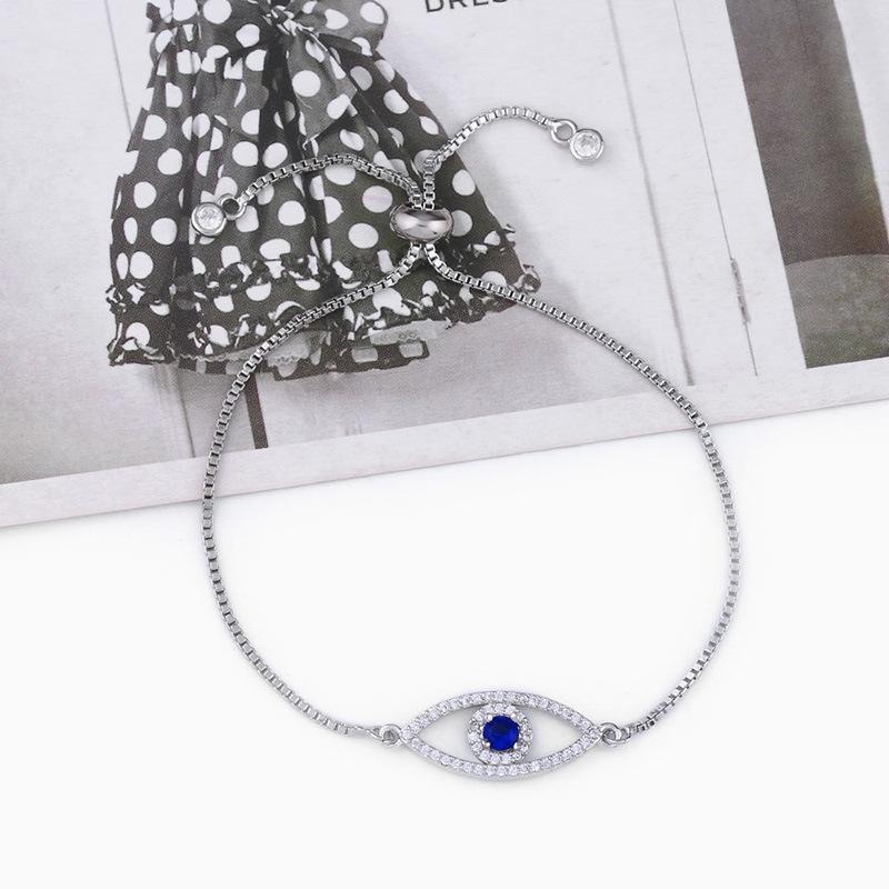 Evil Eye Zirconia Adjustable Bracelet with Full Diamond Design