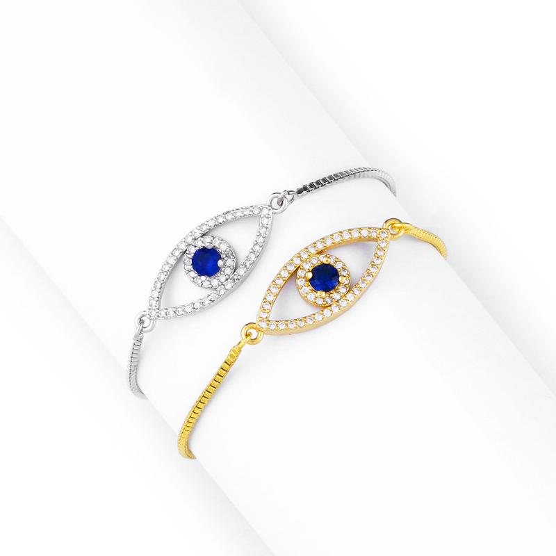 Evil Eye Zirconia Adjustable Bracelet with Full Diamond Design