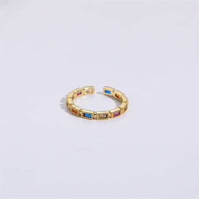 Gold Plated Geometric Zircon Open Ring