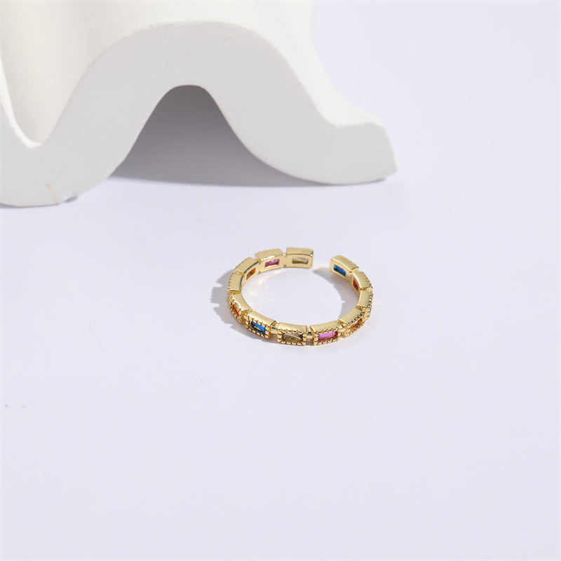 Gold Plated Geometric Zircon Open Ring